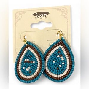 ICON COLLECTION Blue and Black Beaded Earrings
